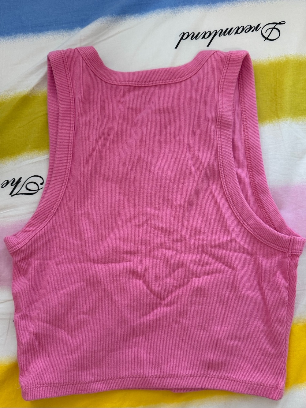 2 SHIRTS Hollister Ribbed Scoop Tank MEDIUM SHORT Pink White - Picture 4 of 8